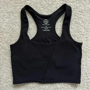 MoveTheory Cropped Sports Bra Black Women Size Medium Removable Pads Active Yoga